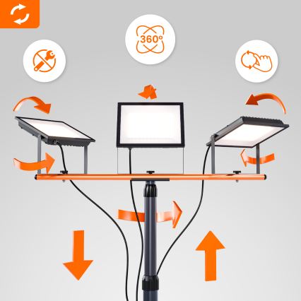 LED-schijnwerper met statief 3xLED/100W/230V 4500K IP65 zwart/oranje