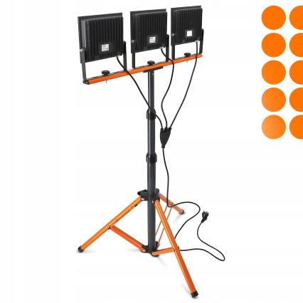 LED-schijnwerper met statief 3xLED/100W/230V 4500K IP65 zwart/oranje
