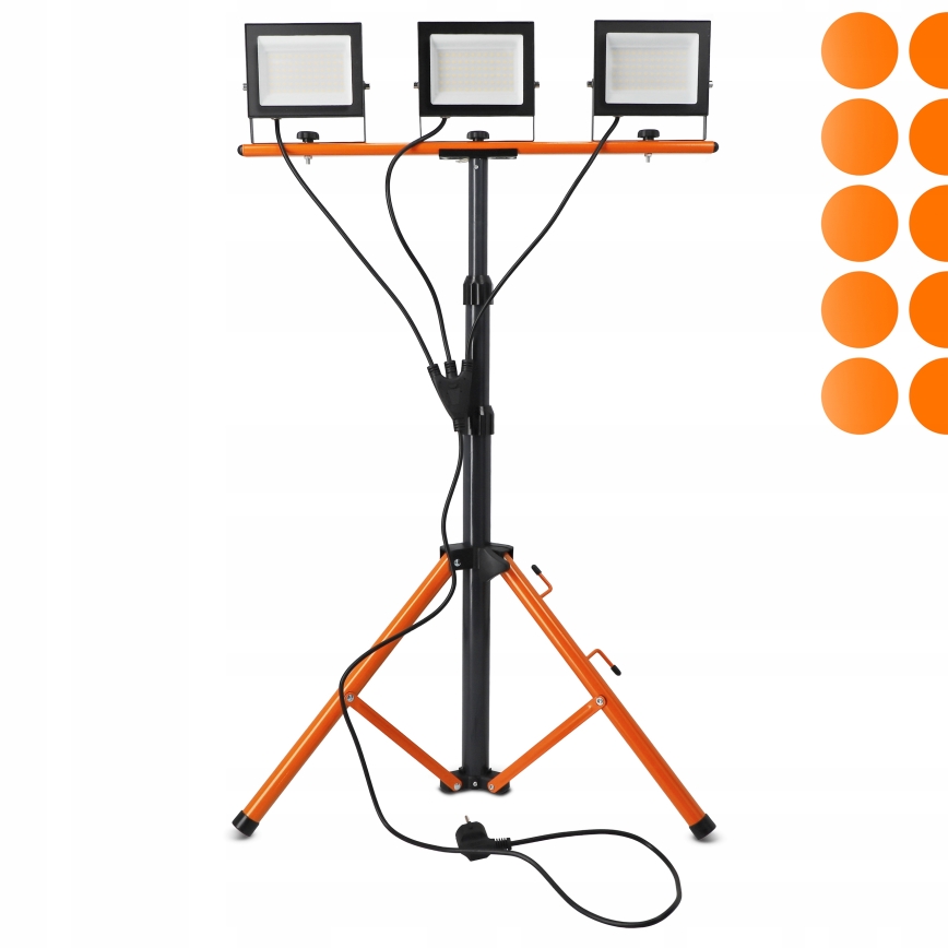 LED-schijnwerper met statief 3xLED/50W/230V 4500K IP65 zwart/oranje