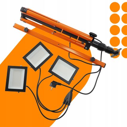 LED-schijnwerper met statief 3xLED/50W/230V 4500K IP65 zwart/oranje