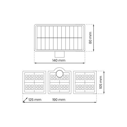 LED Solar schijnwerper met bewegings- en schemersensor LED/20W/3,7V 1200 mAh IP44 + afstandsbediening