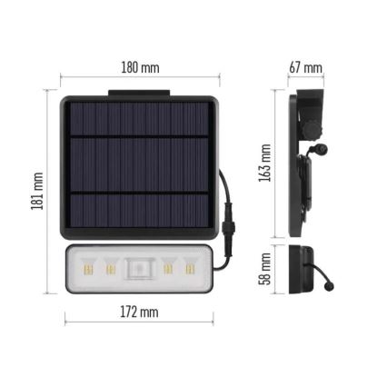 LED Schijnwerper op zonne-energie met bewegingssensor LED/3,7V 2500mAh 4000K IP54
