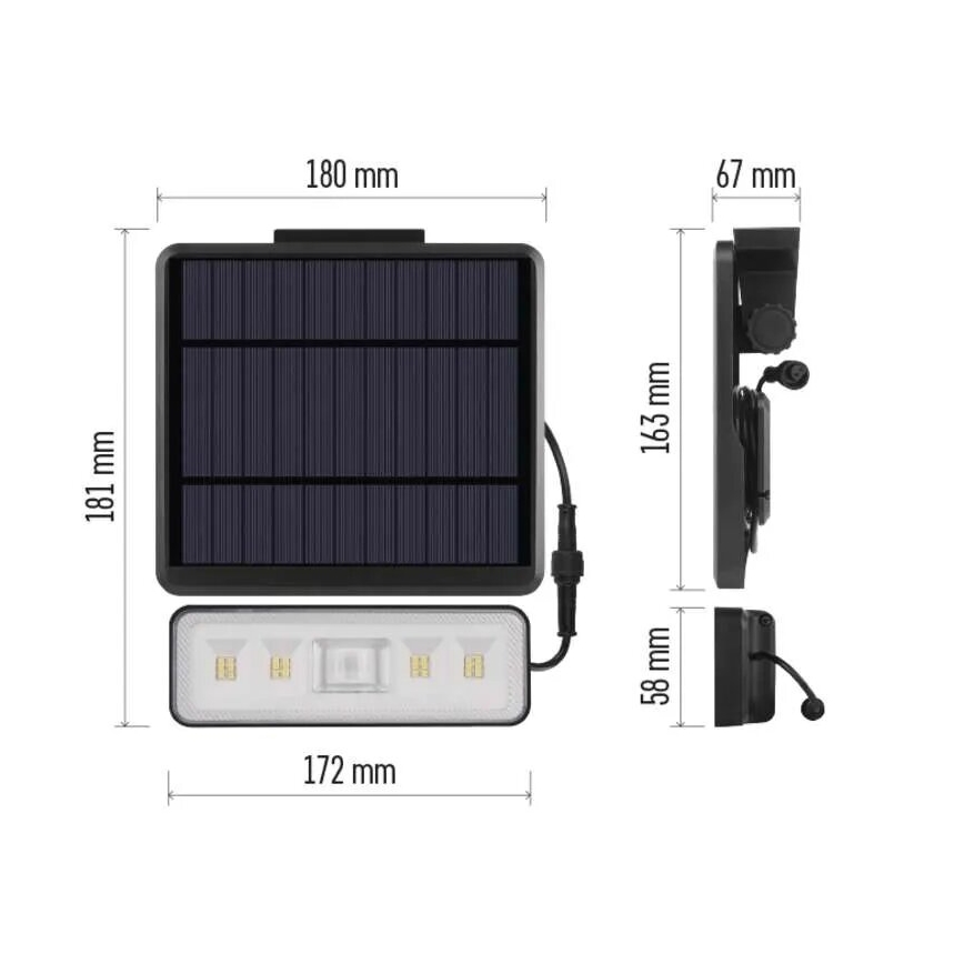 LED Schijnwerper op zonne-energie met bewegingssensor LED/3,7V 2500mAh 4000K IP54