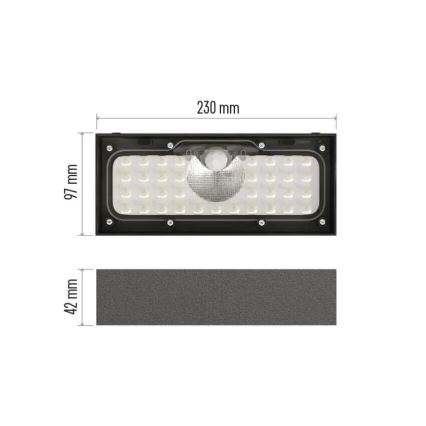 LED Schijnwerper op zonne-energie met bewegingssensor LED/3,7V 3000mAh 4000K IP65 zwart