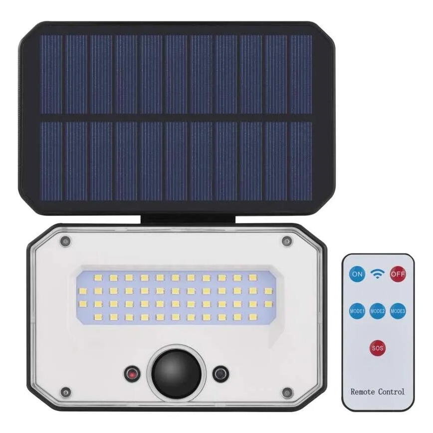LED Schijnwerper op zonne-energie met bewegingssensor SPILO LED/3,7V 3600mAh 3000K IP54 + afstandsbediening