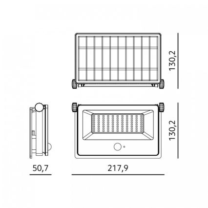 LED-zonneschijnwerper met sensor NCS G2 LED/30W/3,7V 3000/4000/6500K IP54 5200 mAh