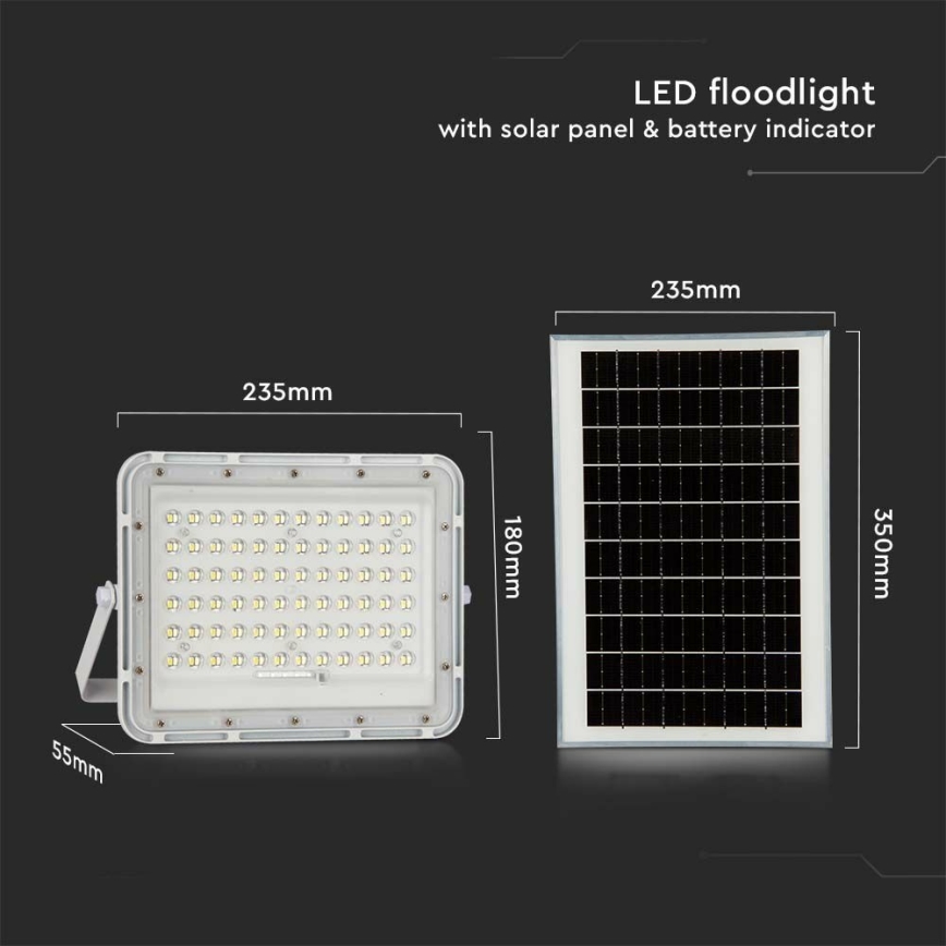 LED Buiten dimbaar zonne- Schijnwerper LED/15W/3,2V IP65 4000K 12000 mAh wit + afstandsbediening