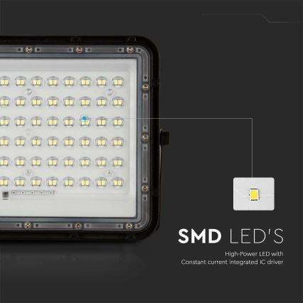 LED Buiten dimbaar zonne- Schijnwerper LED/15W/3,2V IP65 4000K 12000 mAh zwart + afstandsbediening