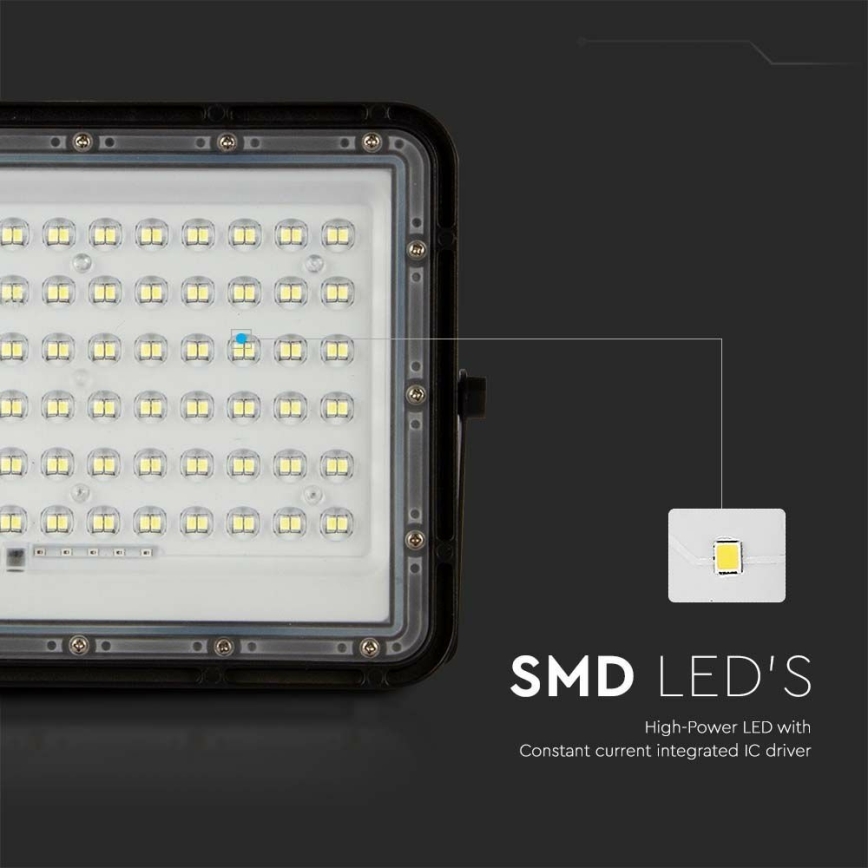 LED Buiten dimbaar zonne- Schijnwerper LED/15W/3,2V IP65 4000K 12000 mAh zwart + afstandsbediening