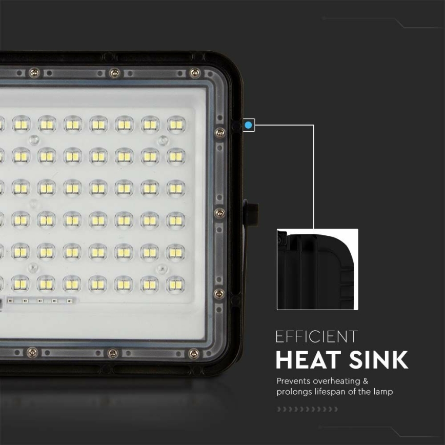 LED Buiten dimbaar zonne- Schijnwerper LED/15W/3,2V IP65 4000K 12000 mAh zwart + afstandsbediening