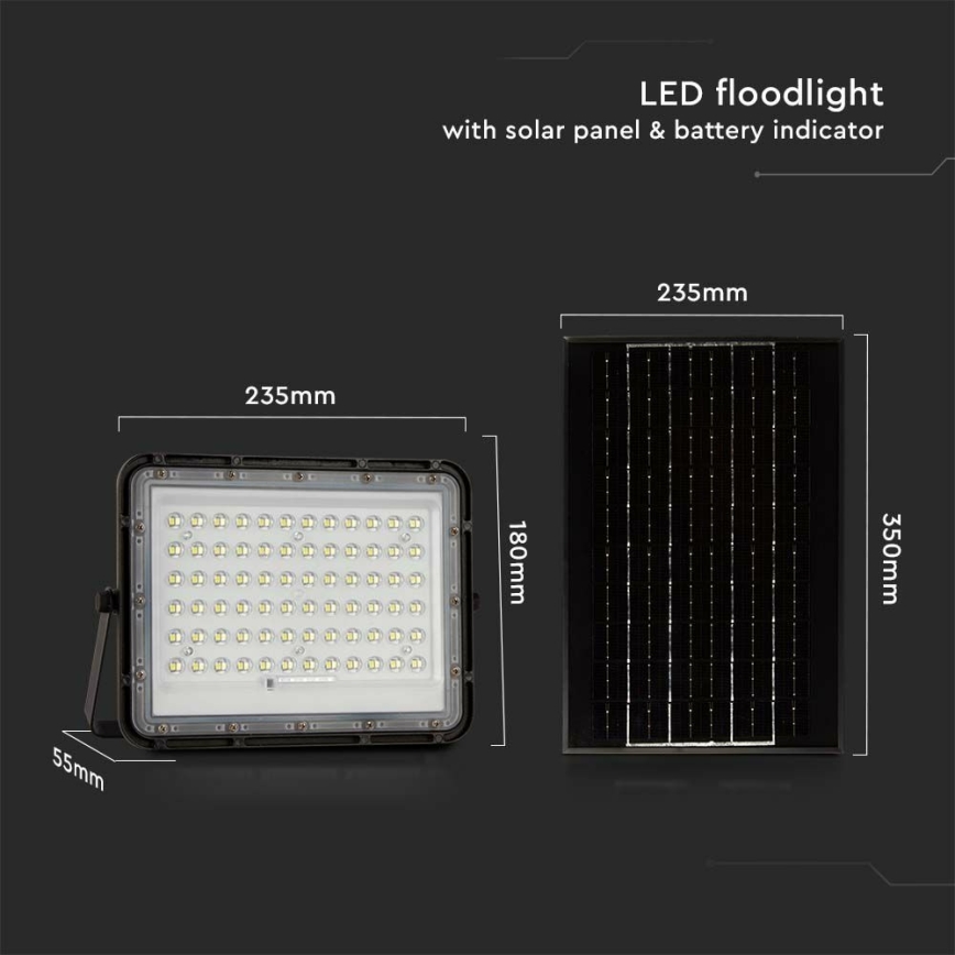 LED Buiten dimbaar zonne- Schijnwerper LED/15W/3,2V IP65 4000K 12000 mAh zwart + afstandsbediening