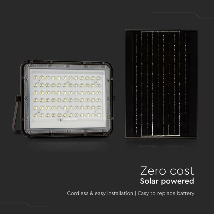 LED Buiten dimbaar zonne- Schijnwerper LED/15W/3,2V IP65 6400K 12000 mAh zwart + afstandsbediening