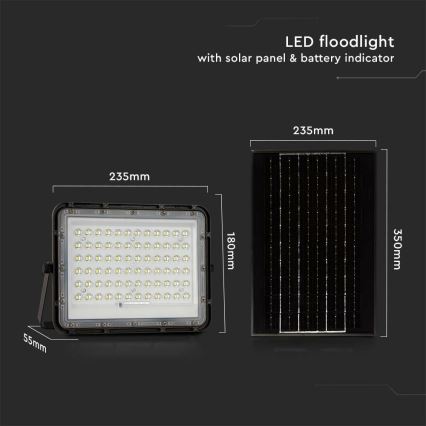 LED Buiten dimbaar zonne- Schijnwerper LED/15W/3,2V IP65 6400K 12000 mAh zwart + afstandsbediening