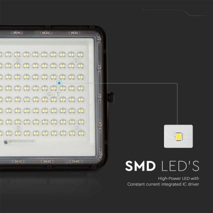 LED Schijnwerper op zonne-energie voor buiten LED/200W/3,2V 4000K zwart IP65 + afstandsbediening