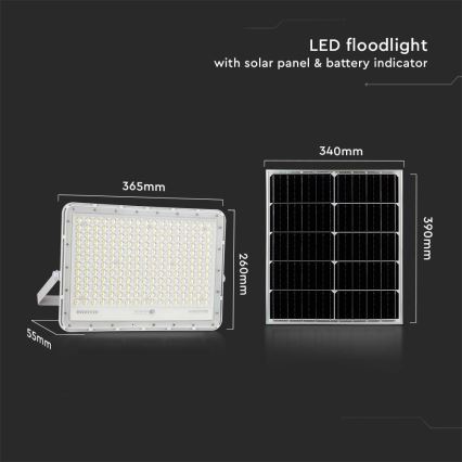 LED Schijnwerper op zonne-energie voor buiten LED/30W/3,2V 4000K wit IP65 + afstandsbediening