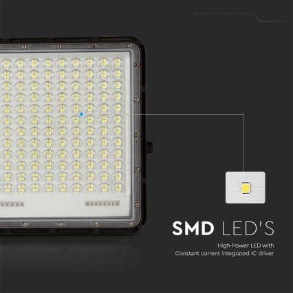 LED Schijnwerper op zonne-energie voor buiten LED/30W/3,2V 6400K zwart IP65 + afstandsbediening