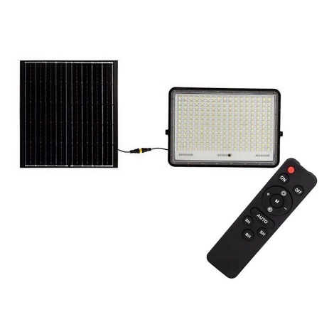 LED Schijnwerper op zonne-energie voor buiten LED/30W/3,2V 6400K zwart IP65 + afstandsbediening