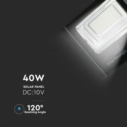 LED Schijnwerper op zonne-energie voor buiten LED/40W/10V IP65 6000K + afstandsbediening