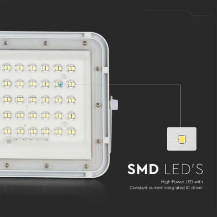 LED Buiten dimbaar zonne- Schijnwerper LED/6W/3,2V IP65 4000K 5000 mAh wit + afstandsbediening