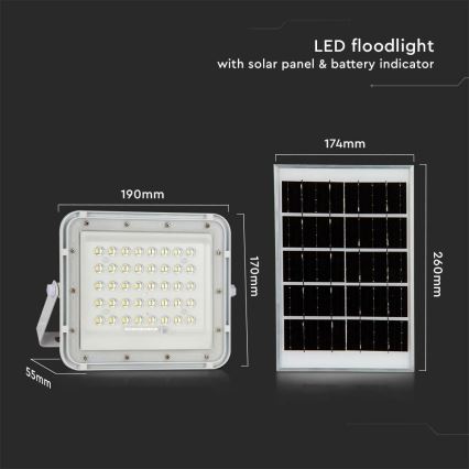 LED Buiten dimbaar zonne- Schijnwerper LED/6W/3,2V IP65 4000K 5000 mAh wit + afstandsbediening
