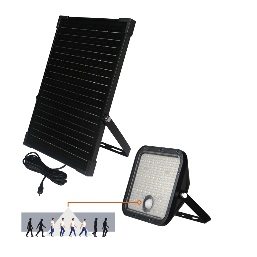 LED Schijnwerper op zonne-energie voor buiten met sensor LED/30W/6,4V IP65 3000/4000K 6000 mAh + afstandsbediening