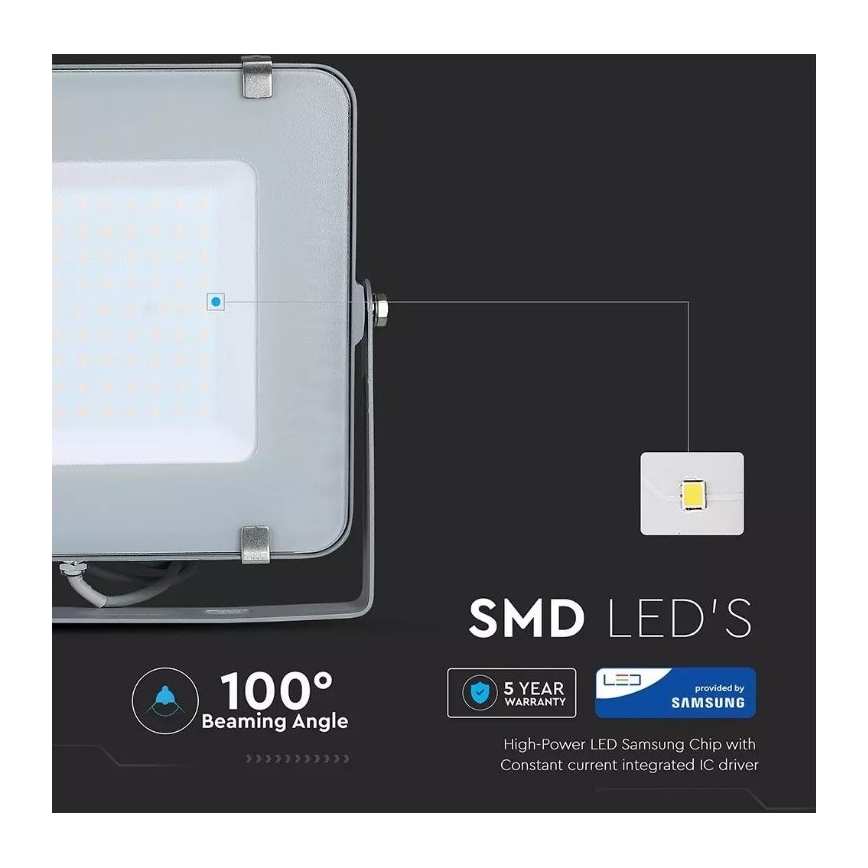 LED Schijnwerper SAMSUNG CHIP LED/150W/230V 6400K IP65 grijs