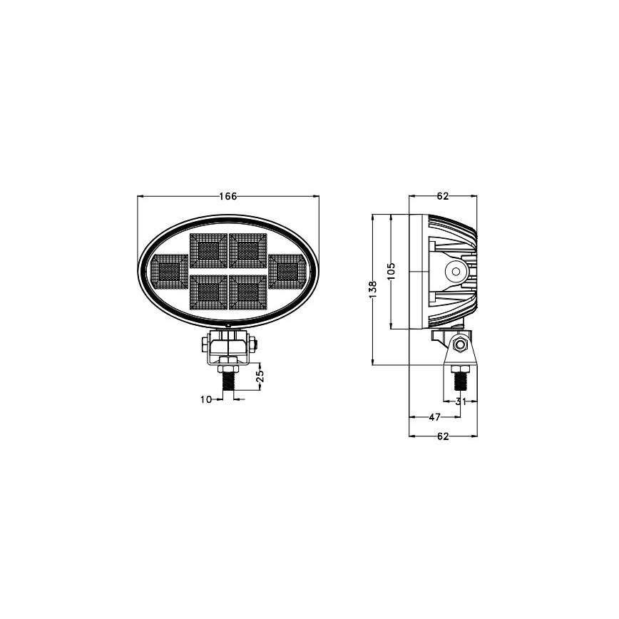 LED Schijnwerper voor de auto BLACK LED/150W/10-30V IP69 5700K ovaal