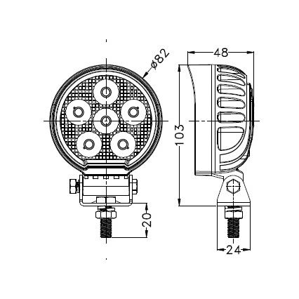 LED Schijnwerper voor de auto BLACK LED/24W/10-30V IP69 5700K rond