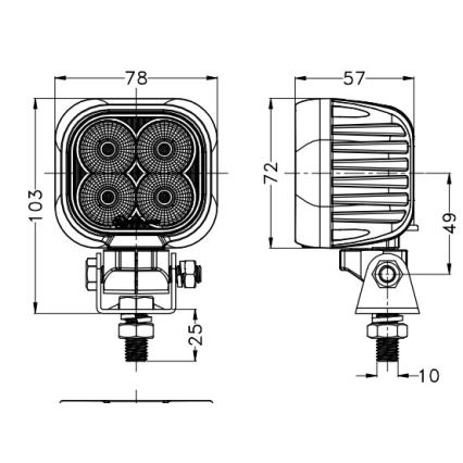 LED Schijnwerper voor de auto BLACK LED/40W/10-30V IP69 5700K hoekig