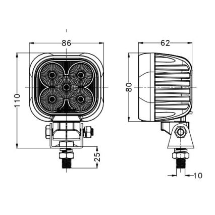 LED Schijnwerper voor de auto BLACK LED/50W/10-30V IP69 5700K hoekig