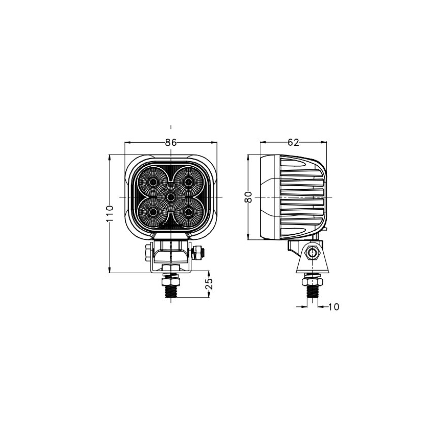 LED Schijnwerper voor de auto BLACK LED/50W/10-30V IP69 5700K hoekig