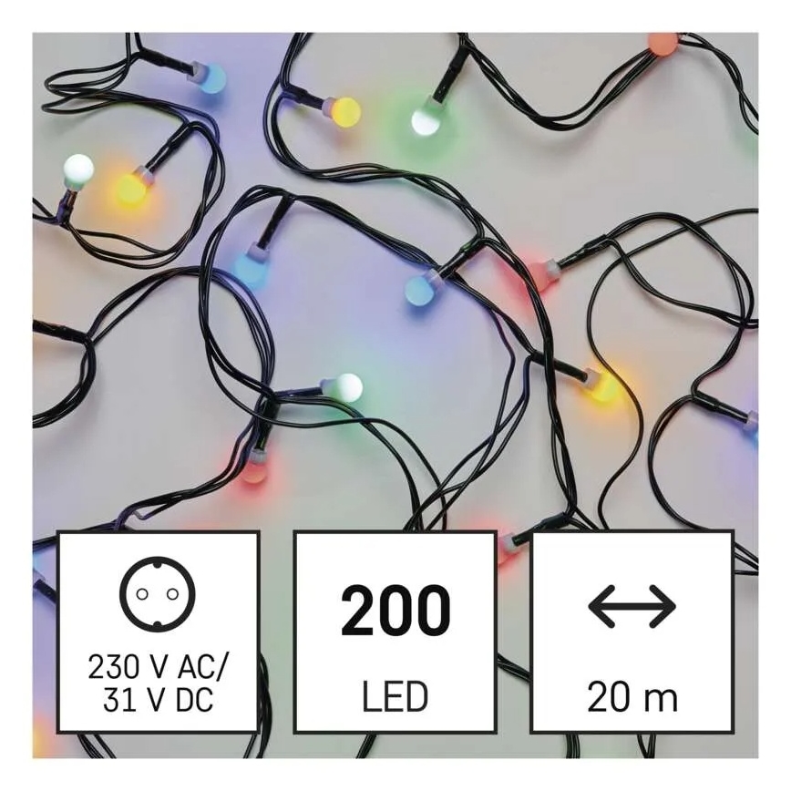 LED  snoer 200xLED/8 functies 25m IP44 multicolor