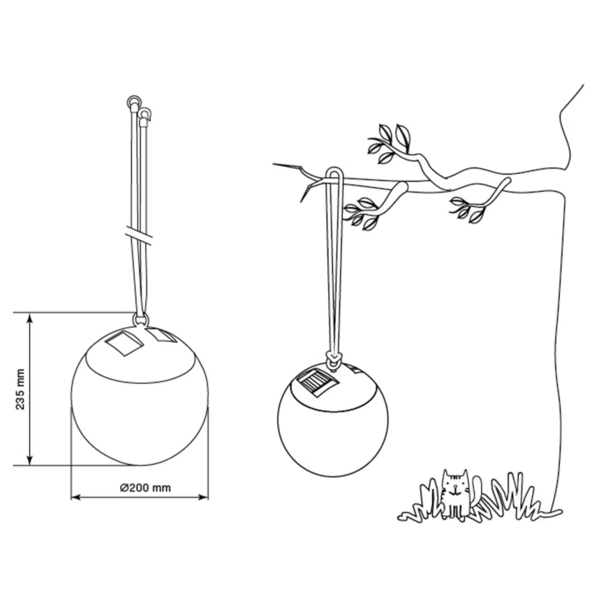 LED Solar hanglamp KIARA LED/1,2V 600 mAh IP44 zwart