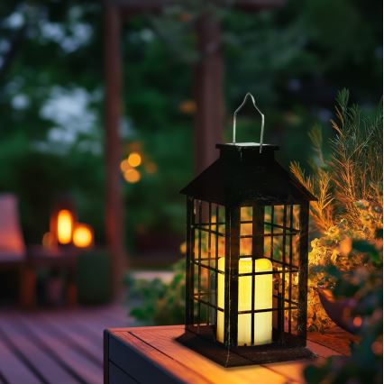 LED Solar hanglamp LED/0,02W/1,2V 1xAA 2700K IP44 200 mAh zwart