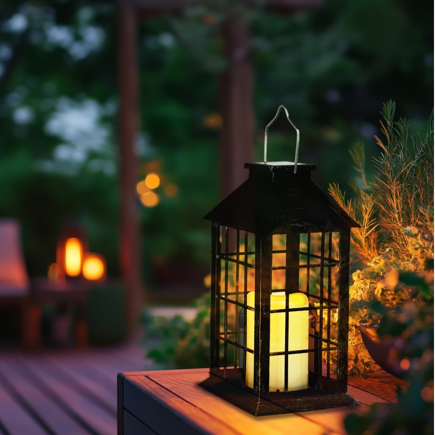 LED Solar hanglamp LED/0,02W/1,2V 1xAA 2700K IP44 200 mAh zwart