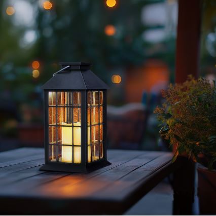 LED Solar hanglamp LED/0,02W/1,2V 1xAA 2700K IP44 200 mAh zwart