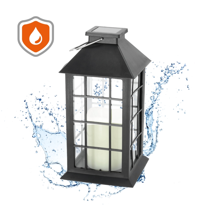 LED Solar hanglamp LED/0,02W/1,2V 1xAA 2700K IP44 200 mAh zwart
