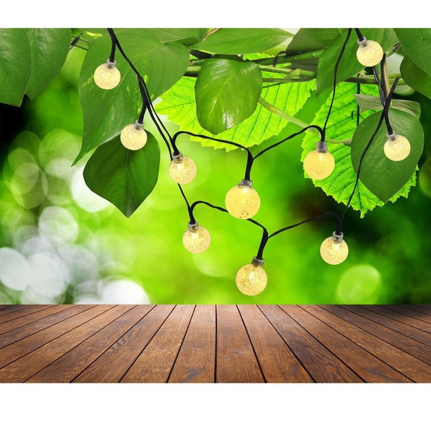 LED Solar ketting 30xLED/8 Functies 300 mAh 4,9m IP44 warm wit
