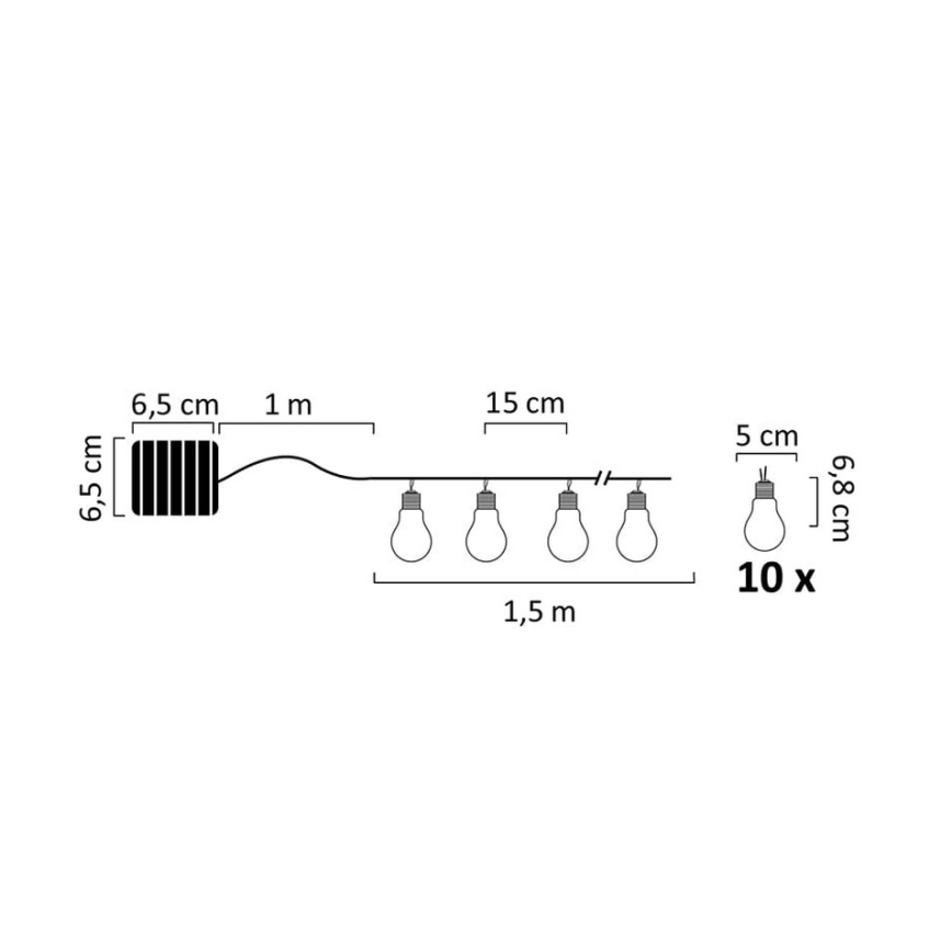 LED Solar ketting PARTY 10xLED/1,2V 400 mAh IP44