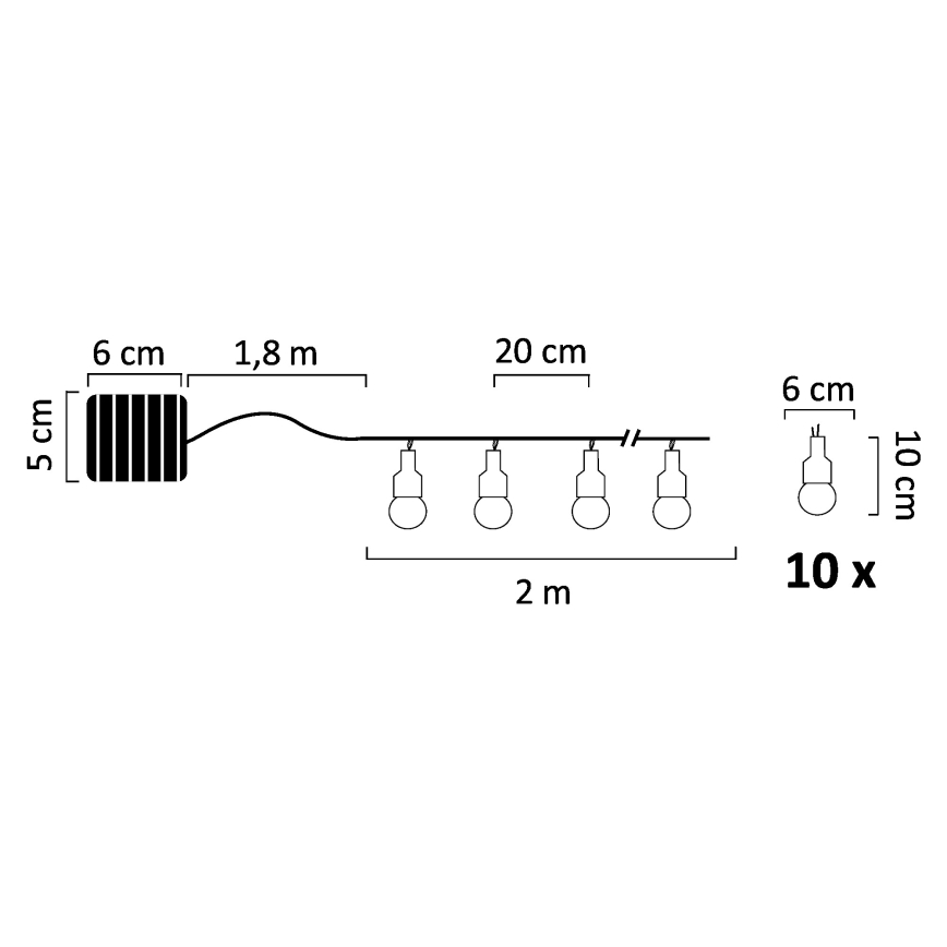 LED Solar ketting  PASTEL 10xLED/1,2V IP44