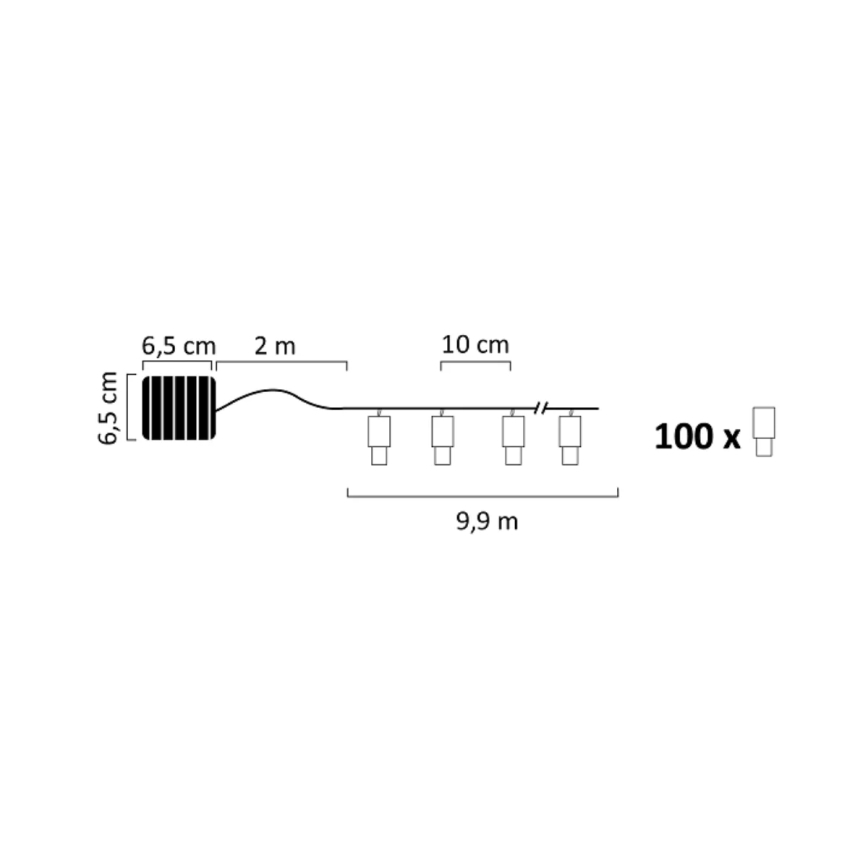 LED Solar ketting SHINE 100xLED/1,2V 400 mAh 11, 9 m IP44
