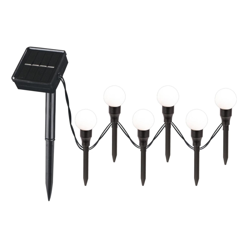 LED Solar lamp KULKI 6xLED/1,2V 600 mAh 4,3 m IP44 zwart/wit