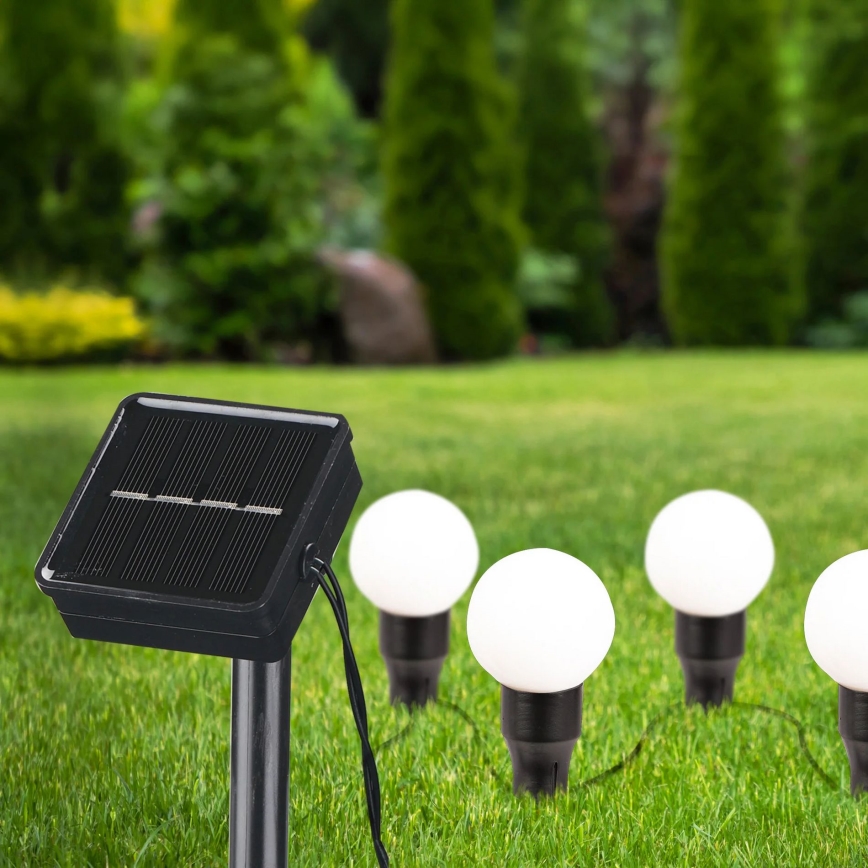 LED Solar lamp KULKI 6xLED/1,2V 600 mAh 4,3 m IP44 zwart/wit
