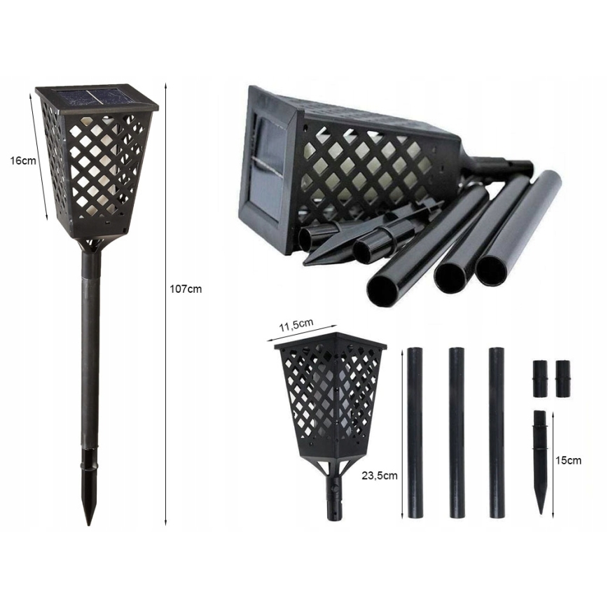 LED Solar lamp LED/0,6W/5,5V IP65 107 cm zwart