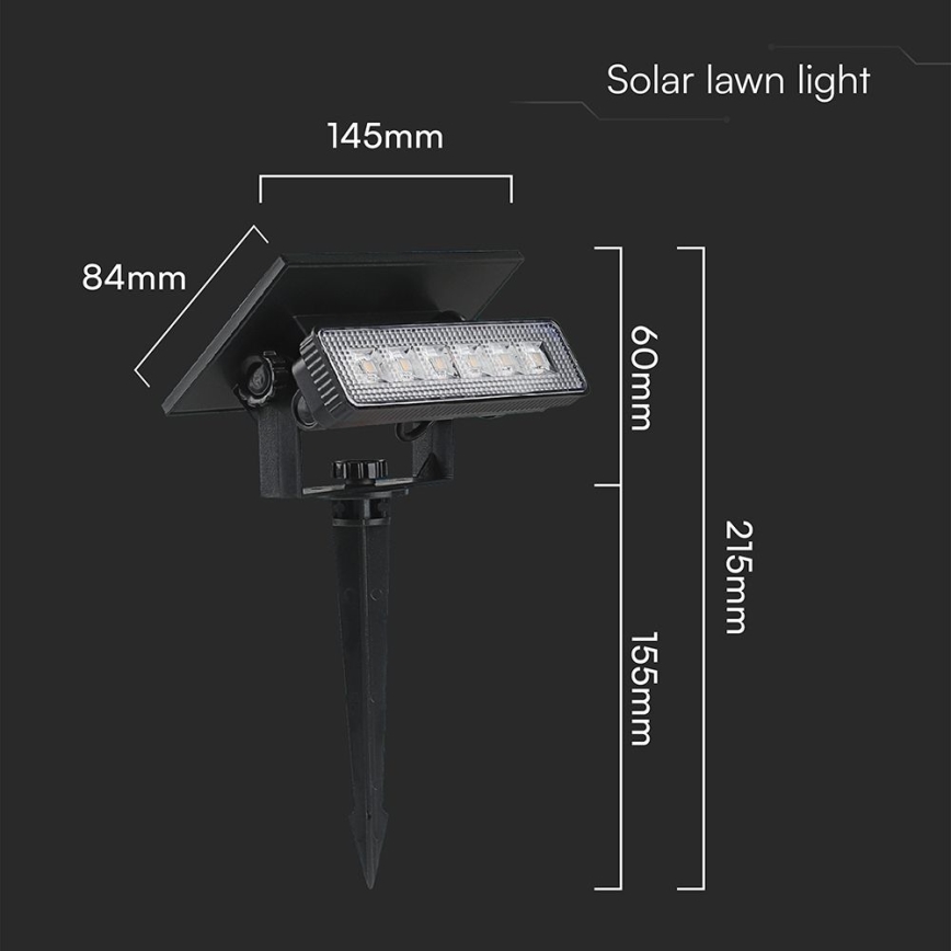 LED Solar lamp LED/0,9W/3,7V 3000K IP65 zwart
