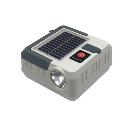 LED Dimbaar oplaadbaar zonne- lamp met powerbankfunctie LED/1W/5,5V 8000K IPX4 1200 mAh grijs