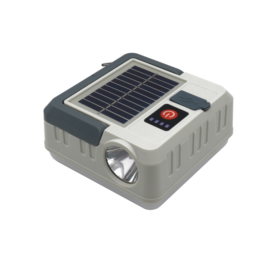 LED Dimbaar oplaadbaar zonne- lamp met powerbankfunctie LED/1W/5,5V 8000K IPX4 1200 mAh grijs