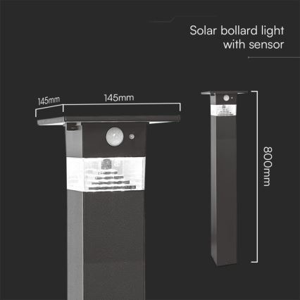 LED Solar lamp met sensor LED/2,5W/3,7V IP54 3000K