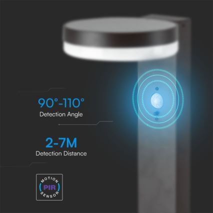 LED Solar lamp met sensor LED/2W/3,7V IP54 3000K 2200 mAh rond zwart