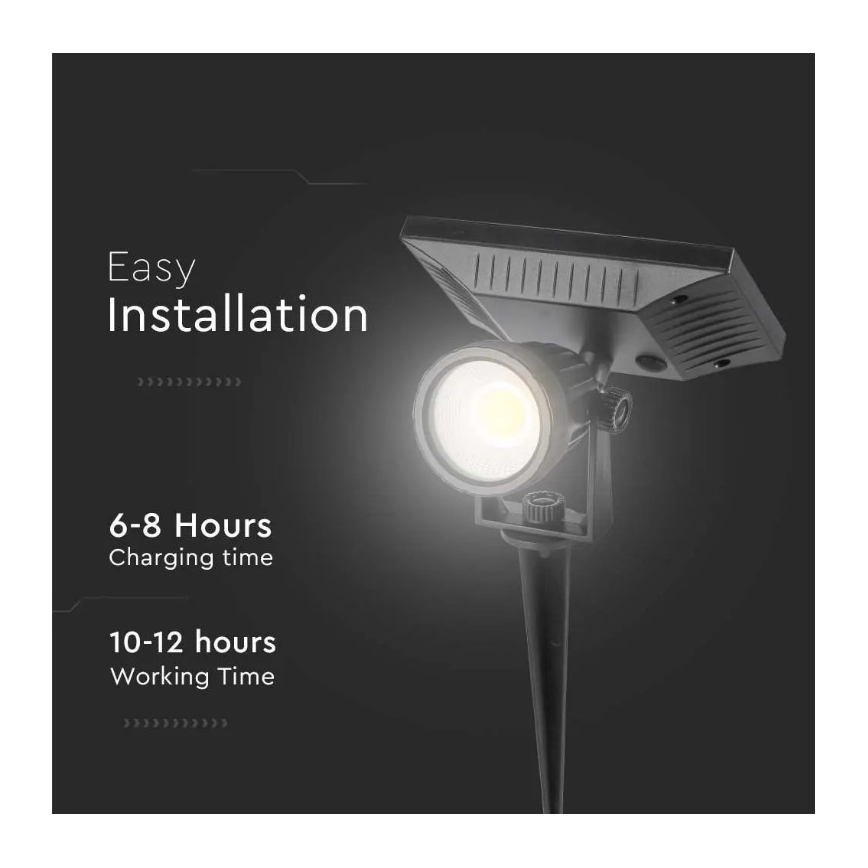 LED Solar lamp SPIKE LED/2W/5,5V IP65 3000K 1200 mAh